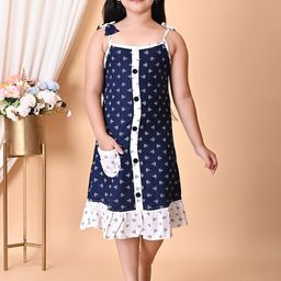 CHANDRIKA Girls Navy Blue Viscose Rayon Dresses-image-31