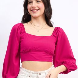 Berrylush Puff Sleeve Styled Back Crop Top-image-69
