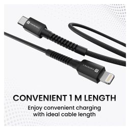 Portronics POR-2166 Konnect X Type C to 8 Pin 27W Fast Charging Cable Premium TPE Material Support to all Lightning Devices 1M Length-Black image 5