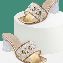 HUNYZA FOOTWEAR Embellished Party Block Heel Mules-image-100