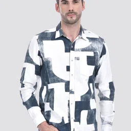 Numero Uno Men Abstract Printed Spread Collar Cotton Casual Shirt-image-12
