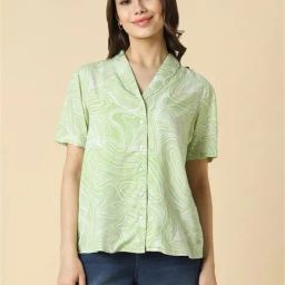 Allen Solly Green Rayon Printed Shirt-image-32