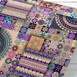 ArtzFolio Purple & Blue Floral Printed UV Resistant Wallpaper-image-78