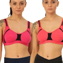 Lady Lyka Multicolor Non Wired Non Padded Sports Bra (Pack of 2)-image-77