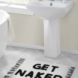 HOSTA HOMES White & Black Cotton Door Mat - Set of 1-21
