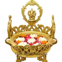 eCraftIndia Brass Elephant Design Lord Ganesha Premium Urli-image-29