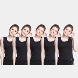 Dollar Missy Black Cotton Camisole - Pack of 5-picture-47