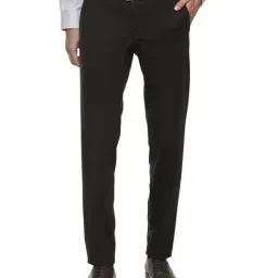 Van Heusen Dark Brown Slim Fit Flat Front Trousers-image-90