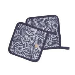 Maspar Navy 100% Cotton 225 GSM Pot Holder - Set of 2-44