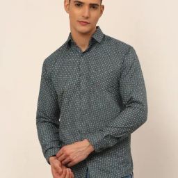 Jainish Grey Cotton Regular Fit Printed Shirt-image-60