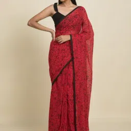 Suta Red & Black Pure Cotton Printed Saree Without Blouse-image-25
