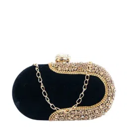 NR by Nidhi Rathi Black Fabric Clutch-image-92