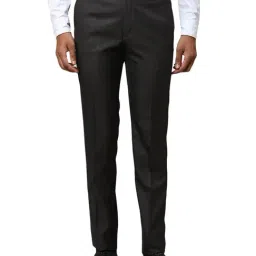 Raymond Black Slim Fit Checks Trousers-image-93