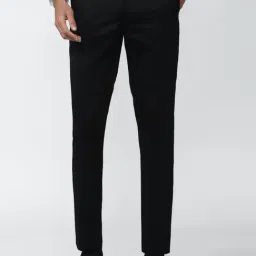 Men Black Textured Regular Fit Casual Trousers-image-27