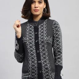 Monte Carlo Navy Wool Printed Cardigan-33