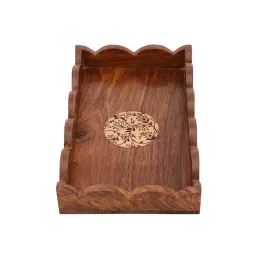 VarEesha Gul Brown Sheesham Wood Rectangular Tray image 4