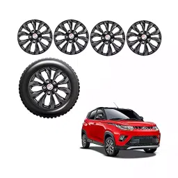 Auto Pearl Premium 35.56 cm (14 Inch) (4 Pcs) Black Press Type Hubcap Wheel Cover Replacements for KUV100 NXT-image-80