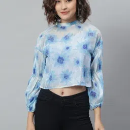 KASSUALLY Blue Floral Print Crop Top-image-22