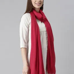 TWIN BIRDS Pink & Red Plain Dupatta - Pack Of 2 image 4
