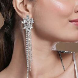 Rubans Rhodium Plated White Earrings for Women-picture-34
