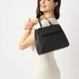 Fastrack Pebbled Black Textured Medium Satchel-picture-31