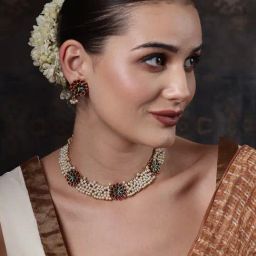 Panash Gold Plated Stones Studded & Beaded Jewellery Set-picture-0