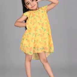 Creative Kid's Girls Yellow & Green Printed Dress-image-96