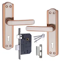 Atom MH-606-KY-RG 17.78 cm (7 Inch) Brass and Iron PVD Finish Mortise Door Handle Set with Lock Body-11