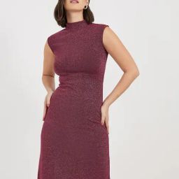 Styli Burgundy Polyester Straight Dresses-image-3