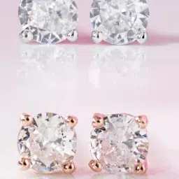 Zavya Glamorous Trio Cubic Zirconia Rhodium-Plated Stud Earrings Set-image-82
