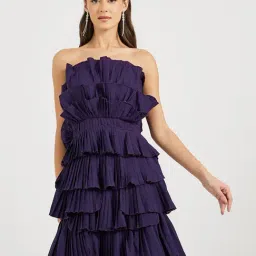 Styli Purple Polyester Flared Dresses-image-41