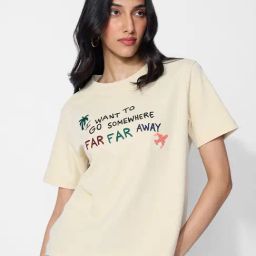 The Souled Store Off White Cotton Relaxed Fit Embroidered T-Shirt-picture-19