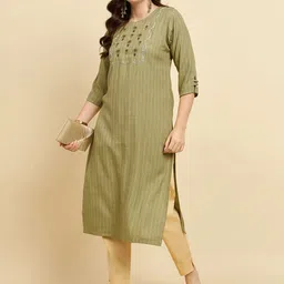 Anouk Rustic Ethnic Motifs Embroidered Thread Work Straight Kurta image 3