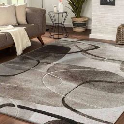 OBSESSIONS Teal & Light Brown Abstract Machine Made Carpet - Large (340 cm x 240 cm)-image-85