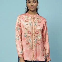aarke Ritu Kumar Peach Floral Print Shirt-picture-10