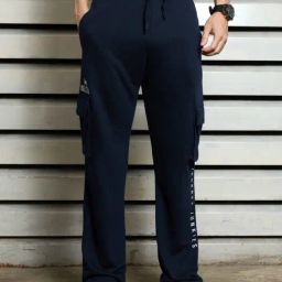 High Star Blue Cotton Straight Fit Joggers-image-81