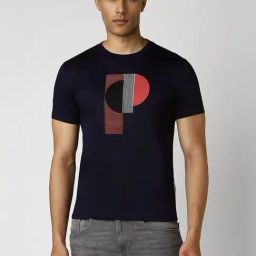 Van Heusen Navy Slim Fit Printed T-Shirt-image-18