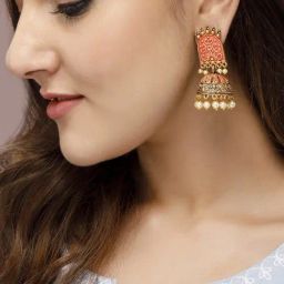 Rubans Gold-Tone Plated Red Earrings for Women-picture-43