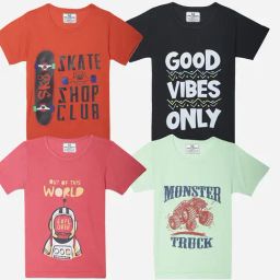 Vimal Jonney Girls Multicolor Printed T-Shirt (Pack Of 4)-image-16