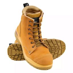 Mallcom Steel Toe Safety Shoes High Ankle PU Sole Double Density Khaki Leather Size UK 8, Scar W-image-29