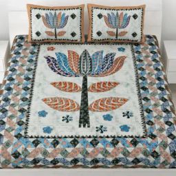 Living Roots Floral Blue 240 TC Cotton Bedsheet with 2 Pillow Covers-image-39