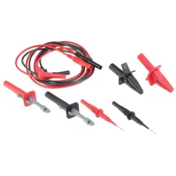RS PRO Test Lead Kit, Crocodile Clip, Socket, 1.2m, 10A, 6120835-18