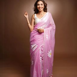 yourwish Floral Printed Pure Linen Saree-picture-7
