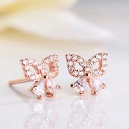 Zavya Blossom Cubic Zirconia & Pearl Rose Gold-Plated Stud Earrings-36