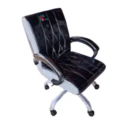 Mri Enterprise Leatherite Mid Back Boss Type Revolving Chair Black for Office and Institution-image-94