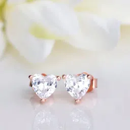Zavya Butterfly Allure Cubic Zirconia Rose Gold Plated Stud Earrings-4