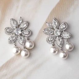 Rubans Rhodium Plated White Earrings for Women-picture-24
