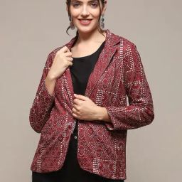 Biba Red Printed Blazer-picture-4