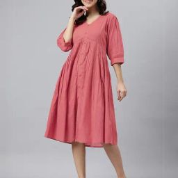 Janasya Peach Casual Dress-picture-15