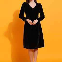 MISS HAUTE Women Velvet A-Line Dress-image-36